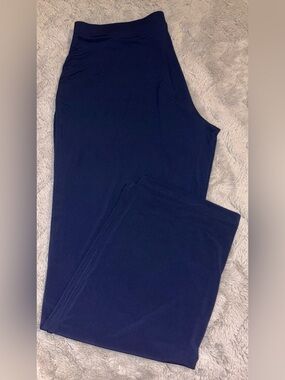 Susan Graver Essentials dark navy liquid knit pull-on straight leg pants Size 1X